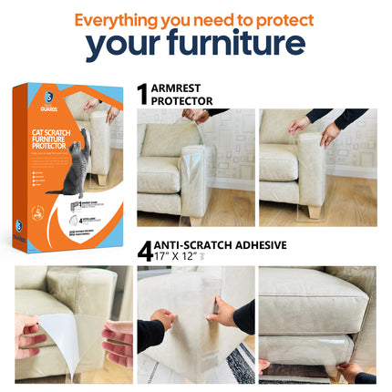 Cat-Proof Couch Arm Cover for Cats + Anti-Scratch Adhesives, Standard 3.9", Sleek Guards