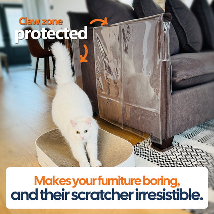 Cat-Proof Couch Arm Cover for Cats + Anti-Scratch Adhesives, Slim, Sleek Guards