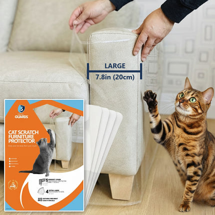 Cat-Proof Couch Arm Cover for Cats + Anti-Scratch Adhesives, Large 7.8", Sleek Guards