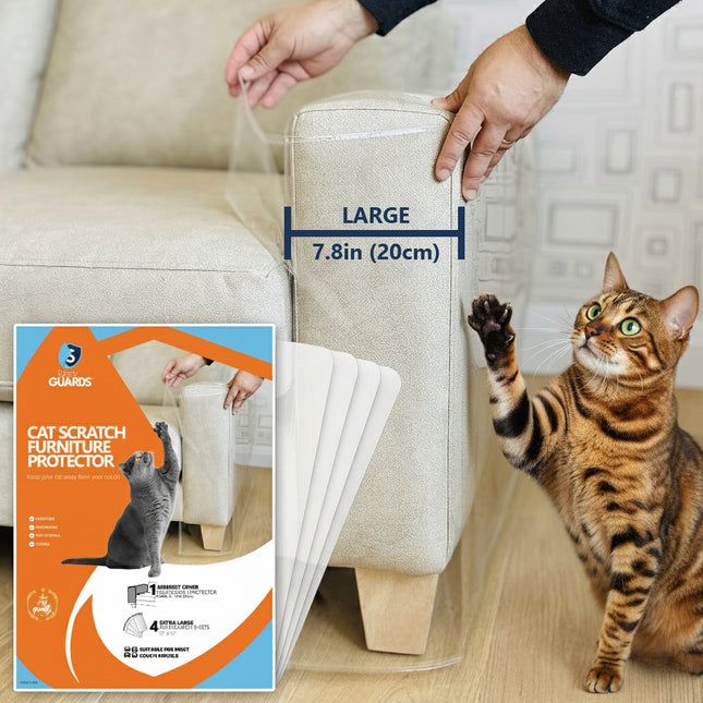 Cat-Proof Couch Arm Cover for Cats + Anti-Scratch Adhesives, Large 7.8", Sleek Guards
