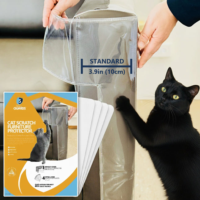 Cat-Proof Couch Arm Cover for Cats + Anti-Scratch Adhesives, Standard 3.9", Sleek Guards